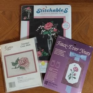 Vintage DIY Shabby Chic Needlepoint Decor Kits Sealed
